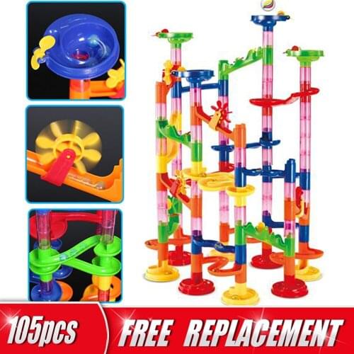 105pcs Marble Race Run Maze Balls Pipeline Type Track Building Blocks 3D Construction Blocks Set Educational Toys Gifts