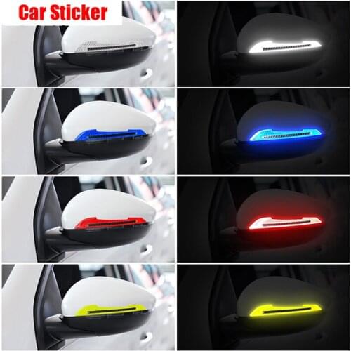 2Pcs Colorful Waterproof Carbon Fiber Sticker Car Reflective Sticker Warning Safety Mark For Rearview Mirror Protection Strip