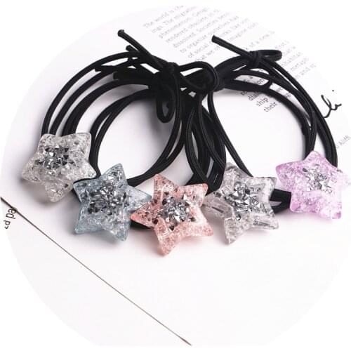 2pcs/lot Hair rope Korean hair accessories rope five-star double hair ring headdress wholesale high elastic rubber band