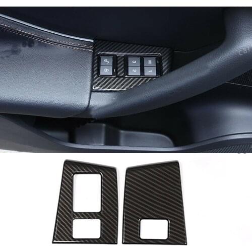 2*Carbon fiber ABS Door Seat Memory Button Trim For Jaguar F-Pace X761 2016-2019