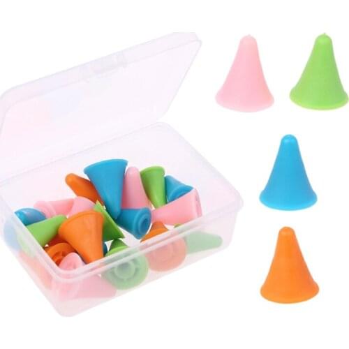 20pcs Cone Shape Knitting Needles Cap Tips Point Protectors Stoppers Covers for Knit Craft Sewing Accessories