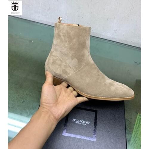 2020 New arrival men chelsea boots high end suede leather boots ankle male party shoes wedding shoes side zip mujer botas