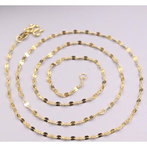 Pure 24K Yellow Gold Necklace Women Luck Lip Chain Necklace 3-3.4g 18inches 2mmW / 5G Craft