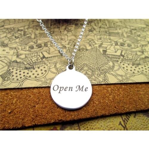 3pcs/lot Fashion stainless steel necklace "Open Me" Charms Pendant necklace Jewelry Gift more style for choosing