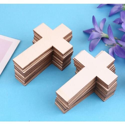 36pcs Natural Wooden Cross Slices Embellishments Unfinished DIY Crafts Supplies