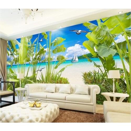 3d stereoscopic wallpaper Tropical rainforest coastal landscape photo mural wallpaper Home Decoration