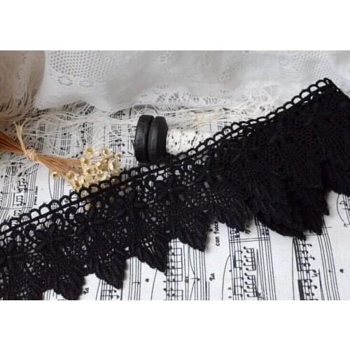5 Meters 6.6CM Width Water Soluble High Quality Thick Black Lace Mesh Embroidery Lace Trim DIY Embellishment