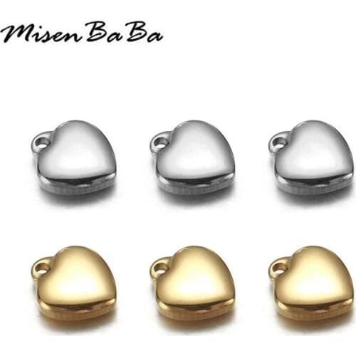 5PCS/lots Small Stainless Steel Cute Heart Charm Pendant For Jewelry Making Handmade Necklace Pendant Accessories