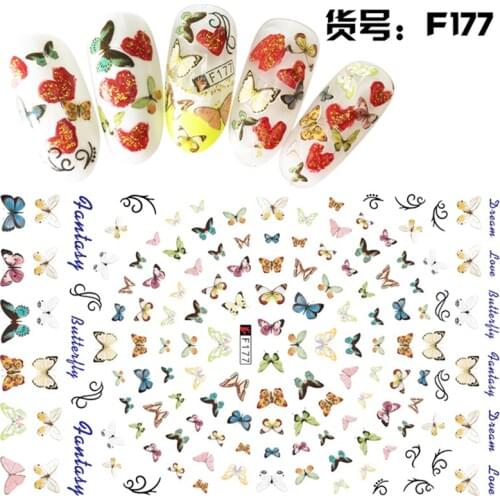 5 sheets mixed design beauty butterfly ADhesive decals Nails Art decorations Stickers nail accessories manicure tool F175-179