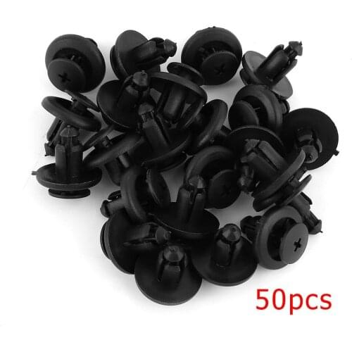 50 Pcs 8mm Universal Automobile Bumpers Hole Plastic Push Screw Rivet Panel Fixings Clips Black 13905 For Mazda For Renault