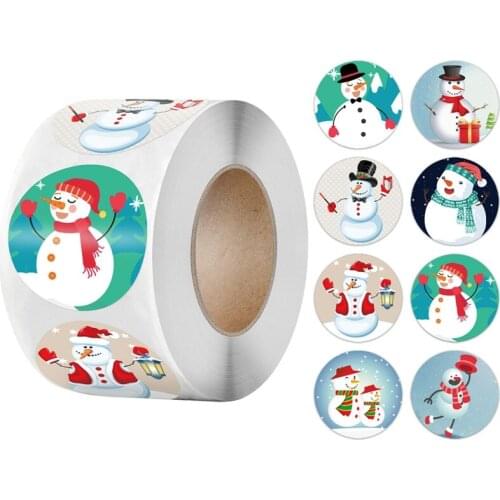 500pcs/roll Snowman Stickers Christmas Gift Decoration Packaging Stationery Seal Label