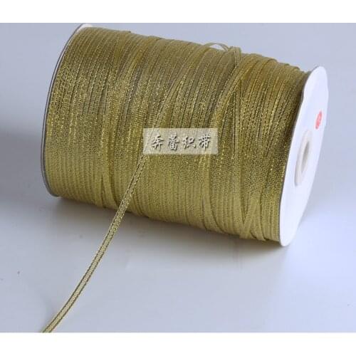 800m/lot 3mm Gold Silver Metallic Ribbon Balloon Tie Gift Packaging Bookmark Bow Silk Glitter Ribbon Flower Decoration