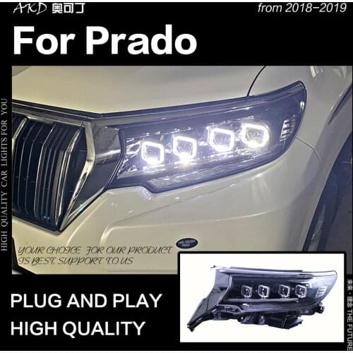 AKD Car Styling for Toyota Prado Headlights 2018-2019 Land Cruiser Prado LED Headlight DRL All LED light Source Accessories