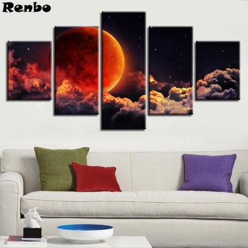 5D Diy Diamond Painting Red Lunar Eclipse landscape 3d Cross Stitch full square round 5pcs Mosaic Embroidery diamond pictures