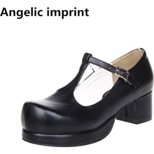 Angelic imprint woman mori girl lolita cosplay shoes lady high heels T-strap pumps women princess dress party shoes 4.5cm 33-47