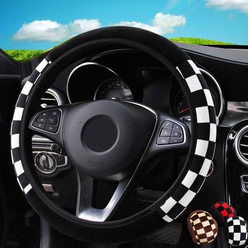 Auto Steering Covers Diameter 38cm Plush Fabric Car Steering Wheel Cover Universal Car-styling Fit for Most Cars Car Accessories