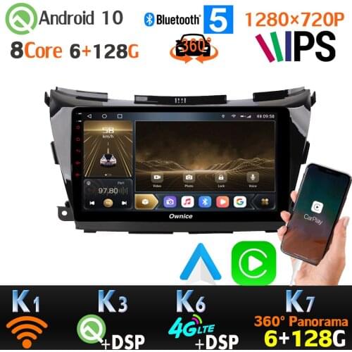 6G+128G Android 10 1280*720P For Nissan Murano 3 Z52 Car Multimedia Player GPS Radio 4G LTE WiFi DSP IPS 360 4*AHD Camera SPDIF
