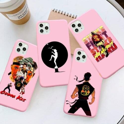 Cobra kai snake 2 Phone Case Pink Candy Color for iPhone 6 7 8 11 12 s mini pro X XS XR MAX Plus