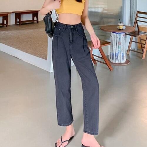 Black Wide Leg Plus Large Size Oversize Korean Vintage Autumn WomenS Clothing High Waist Trousers Fashion Jeans Pants For Girls