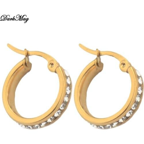 DarkMag one pair crystal hoop earrings for women jewelry DIY small earrings hooks Stainless jewelry accessories making