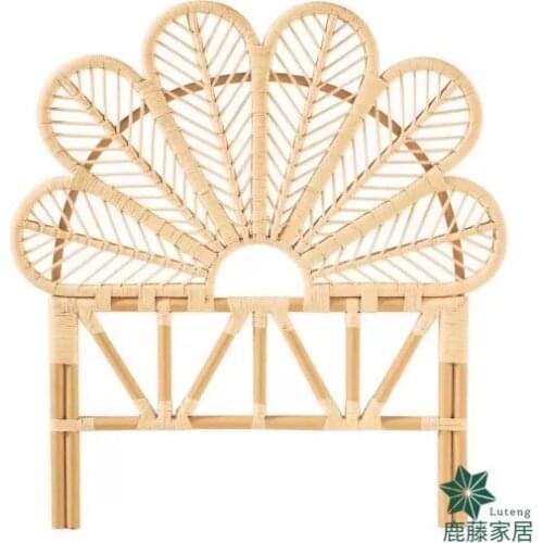 Nordic Rattan Double Bed Headboard Bed Hotel Bed Back Decoration Shelf Designer Creative Bed Ins Princess Bed