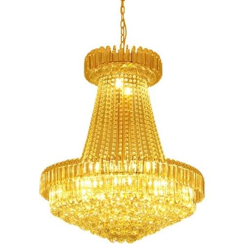 European Luxury LED Chandeliers Lighting Gold Hotel Villa Lobby Luster Crystal Suspension Lamp Staircase Lights Drop Shipping