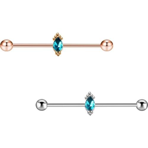 JUNLOWPY 14G Stainless Steel Industrial Barbell Earring Silver Rose Gold Helix Cartilage Tragus Body Piercing Jewelry 1 1/2 Inch