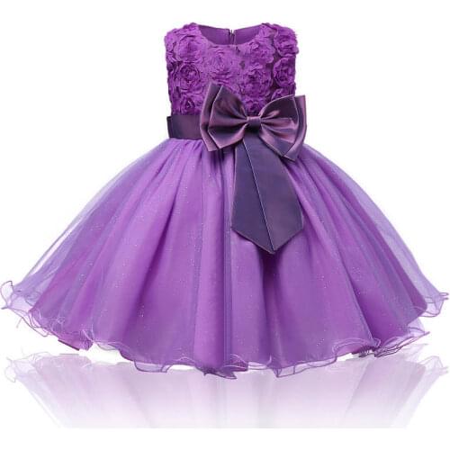 Summer 2-12 Girls Sparkle Dress Childrens elegant rose fluffy flower girl dress Party cute princess dress