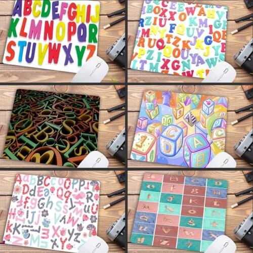 Mairuige Big Promotion My Favorite ABC English Alphabet Gamer Play Mats Gaming Mousepad Size for 18x22cm Rubber Mousemats