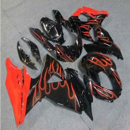 Motorcycle Fairing hull for GSX-R1000 2009 2010 2011 2012 2013 2014 2015 2016 K9 Bolts+Injection mold red flames