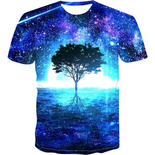 Astroworld Natural Starry Night Sky Mens t-shirts tree under starry sky 3D print Fashion T-shirt Casual Top oversized t shirt