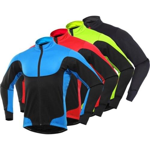 2021 Mens Cycling Jacket Winter Long Sleeve Thermal Fleece Tops Warm Windproof Coat Men Outdoor Sports Thermal Color block Coat