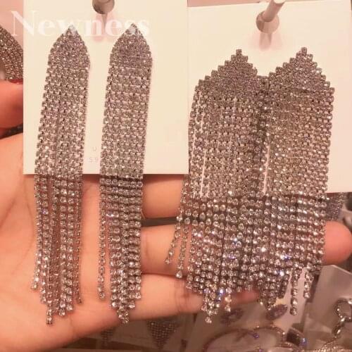 Newness Luxury long Tassels Cubic Zirconia African Nigerian for Women DUBAI Bridal Fashion Earrings Wedding jewelry Jewelry Gift
