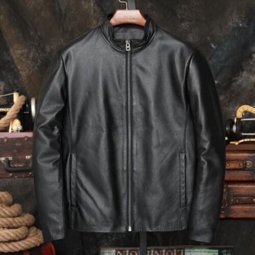 2021 Spring Autumn New Black Soft Cowhide Jacket.Men 100% Genuine Leather Coat.male Leather Wear.plus Size Leather Clothes A192