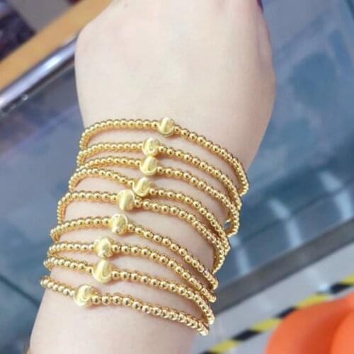 NYMPH Real 18K AU750 Gold Bracelet Fine Jewelry 999 Gold Balls for Women Wedding Gifts B530
