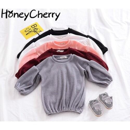 Girls' Lantern Sleeves T-shirt In Autumn 2019 Baby Girl Clothes Long Sleeve Girls T-shirts Winter