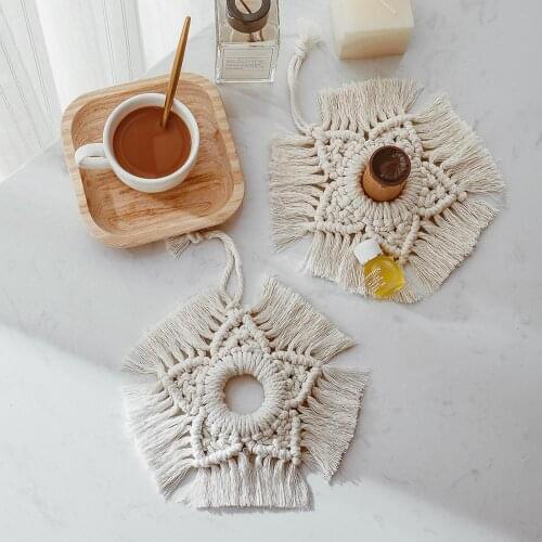 Handmade Macrame Pad Coaster Bohemia Placemat Cotton Rope Woven Hanging Decor