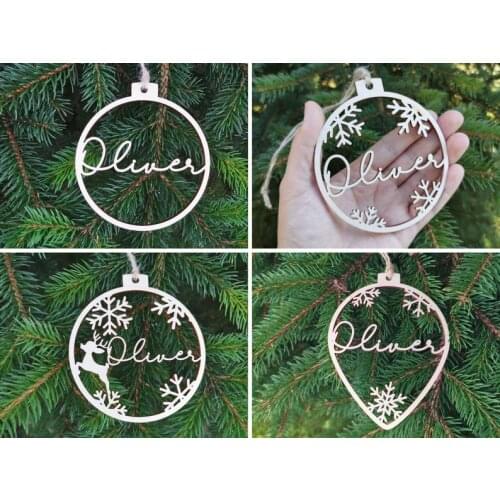 Custom Christmas Different Names Tree Hanging Ornament Personalized Wooden Bauble Xmas Decoration Wood Gift