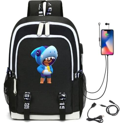 Hot Game Backpack Cartoon Leon Bag Travel Backpack USB Charging Backpack With Headphones Hole Student Bag