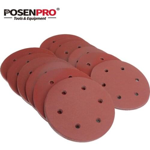 POSENPRO Sandpaper 225mm 6-hole Sanding Paper 100-320grit Electric Wall Polisher Sander Polishing Drywall Sander Hook and Loop