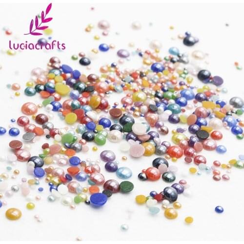 Lucia crafts Mixed Imitation Pearls Smooth Colorful Half Round Stone DIY Flatback Beads F0506