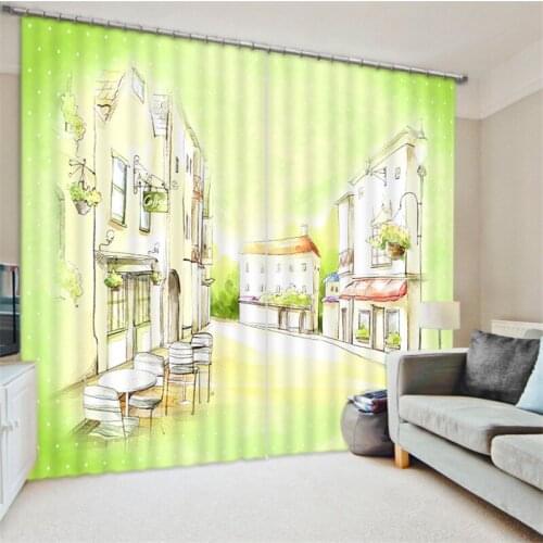 Girl Bedroom Luxury Blackout 3D Window Curtains For Living Room Customized size Drapes Cortinas Rideaux green pillowcase
