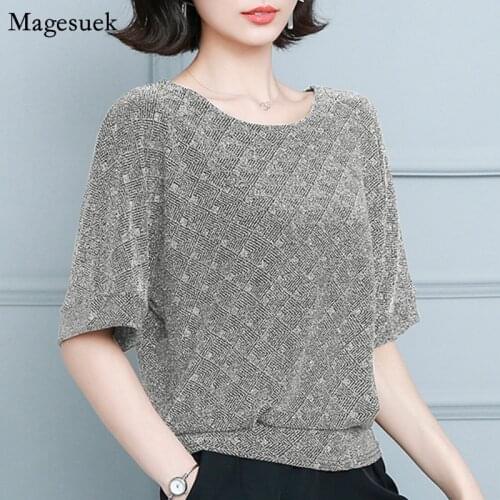 Korean Style Sequin Womens Shirt Tops Glitter Tunic Blouses Women Casual Solid Shine Plus Size Loose Shirts For Women New 12853