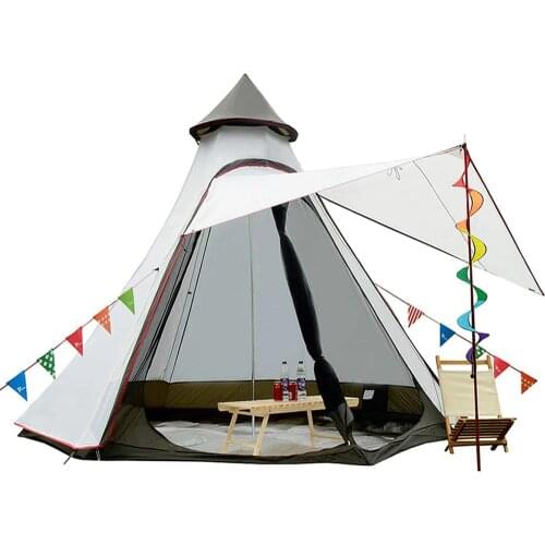 Dome Camping Tent Tipi Teepee Tent 4-5 Persons Windproof Waterproof Anti-UV Family Outdoor Tent