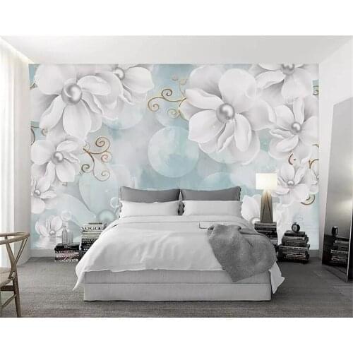 Beibehang Modern 3d wallpaper fashion embossed flower jewelry TV background wall wallpaper for living room papier peint mural 3d