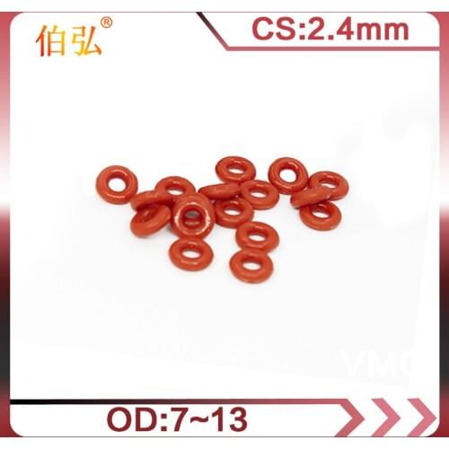 10PCS/lot Red Silicon O-Ring Silicone/VMQ 2.4mm Thickness OD7/8/9/10/11/12/13mm Rubber O Ring Seal Gasket Rings Washer