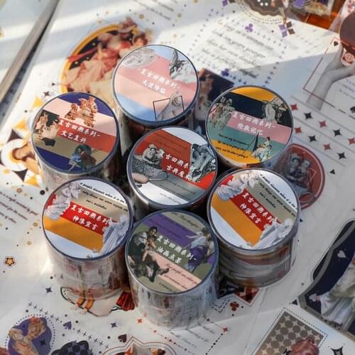 Vintage Medieval Figure Special Oil PET Washi Tapes Bullet Journal Masking Tape Adhesive Tape DIY Scrapbooking Washi Stickers