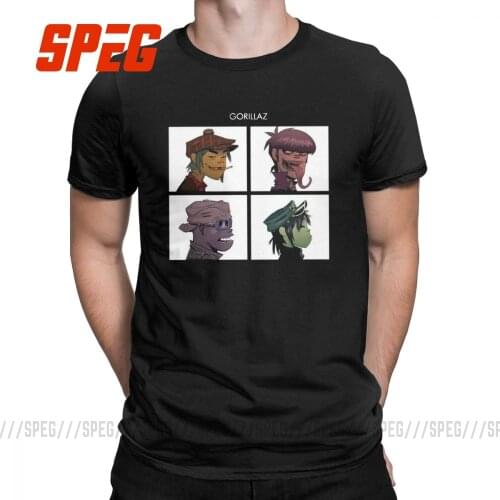 Vintage Gorillaz Gateltenan T-Shirt Men Round Collar Cotton T Shirt Short Sleeve Tees Gift Idea Clothes