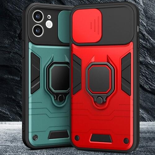 Push Window Armor Case for Iphone 12 Pro Case for Iphone 11 12 Pro MAx Magnetic Car Holder Bumper Case Shockproof Phone Funda