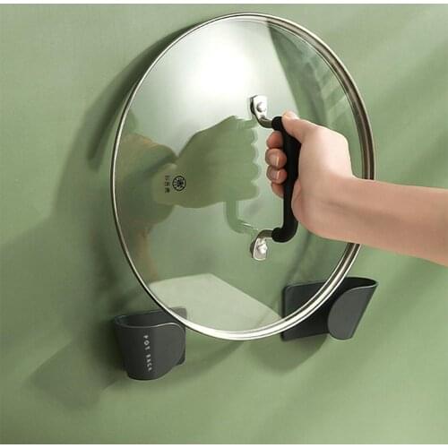 1 Pair Storage Rack Pot Lid Rack Pan Cover Holder Wall Self Organizer Adhesive Cooking Ca Tool Mounted Rest Kitchen Utensil H5Y3